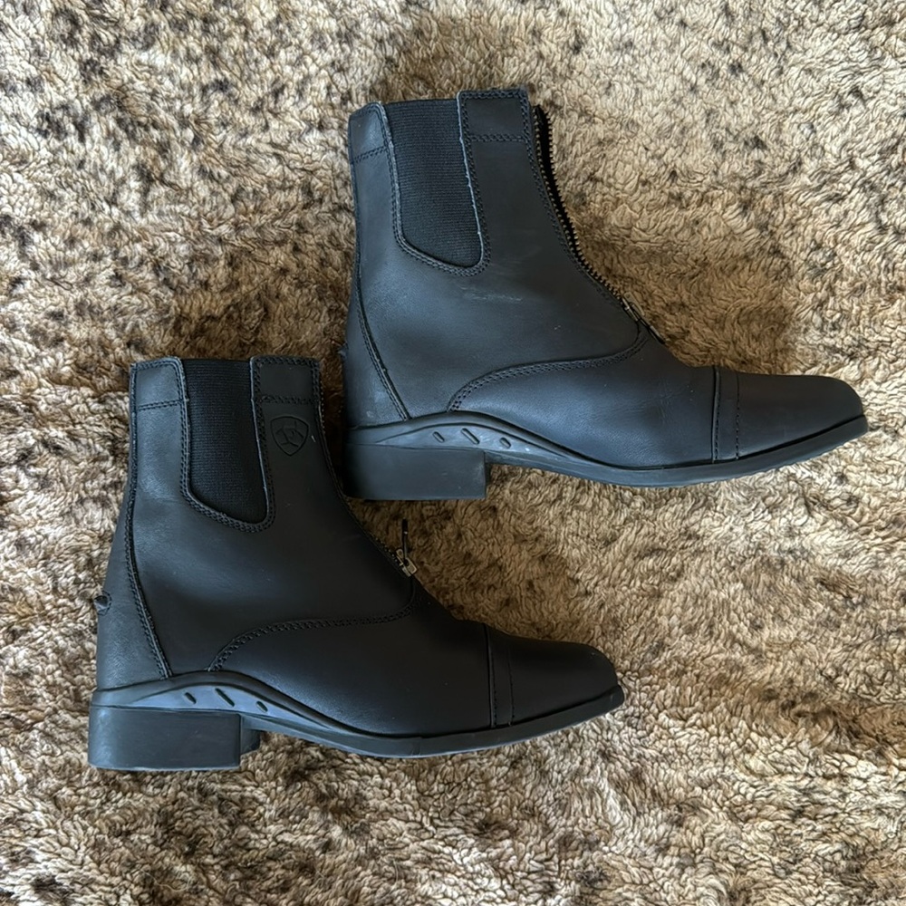Ariat Black Zip Paddock Boots, Size 6B